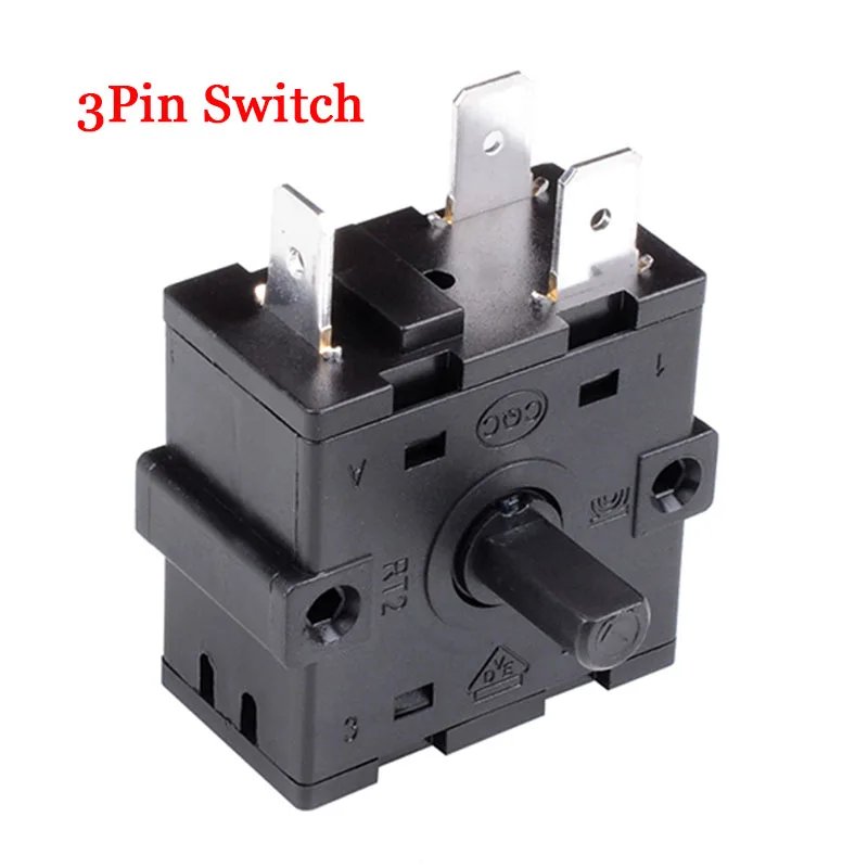 16A 3Pin 5Pin AC Electric Heater Gear Knob Switch 4Gear Rotary Selector Thermostat Switch 3Gear Temperature Control Switch 250V