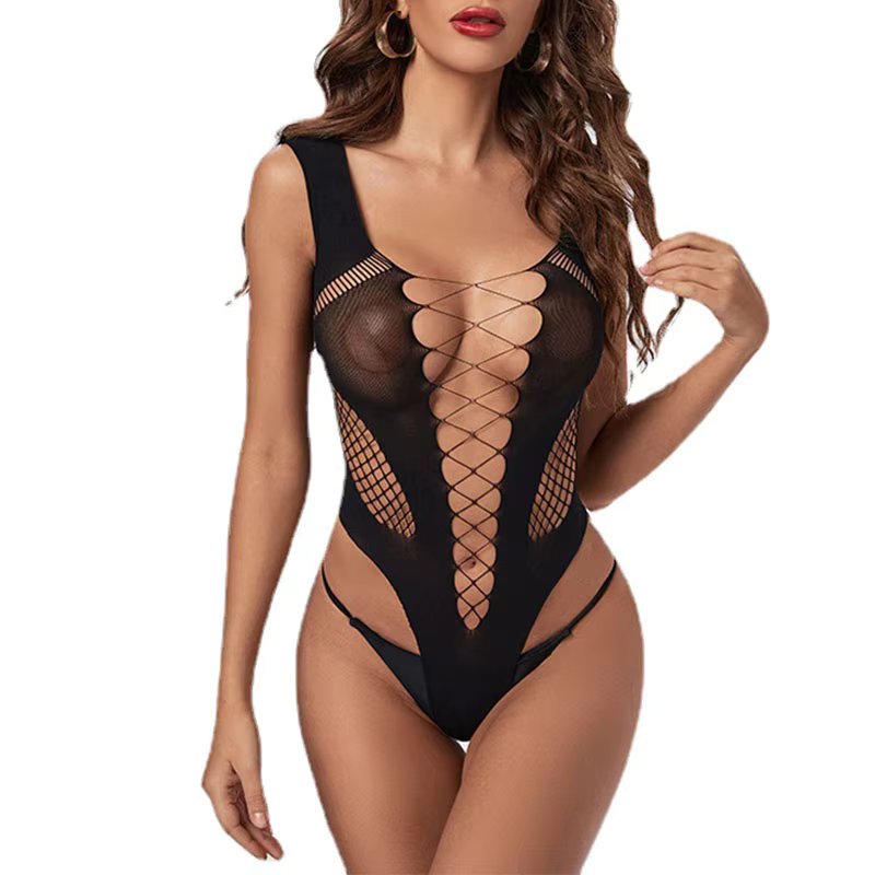 Hot Sexy Lace Underwear Bow Tie Bodysuit Women Sexy Lingerie See-through Bikini Porn Pajama Erotic Floral Bra Set Fancy Sex Set