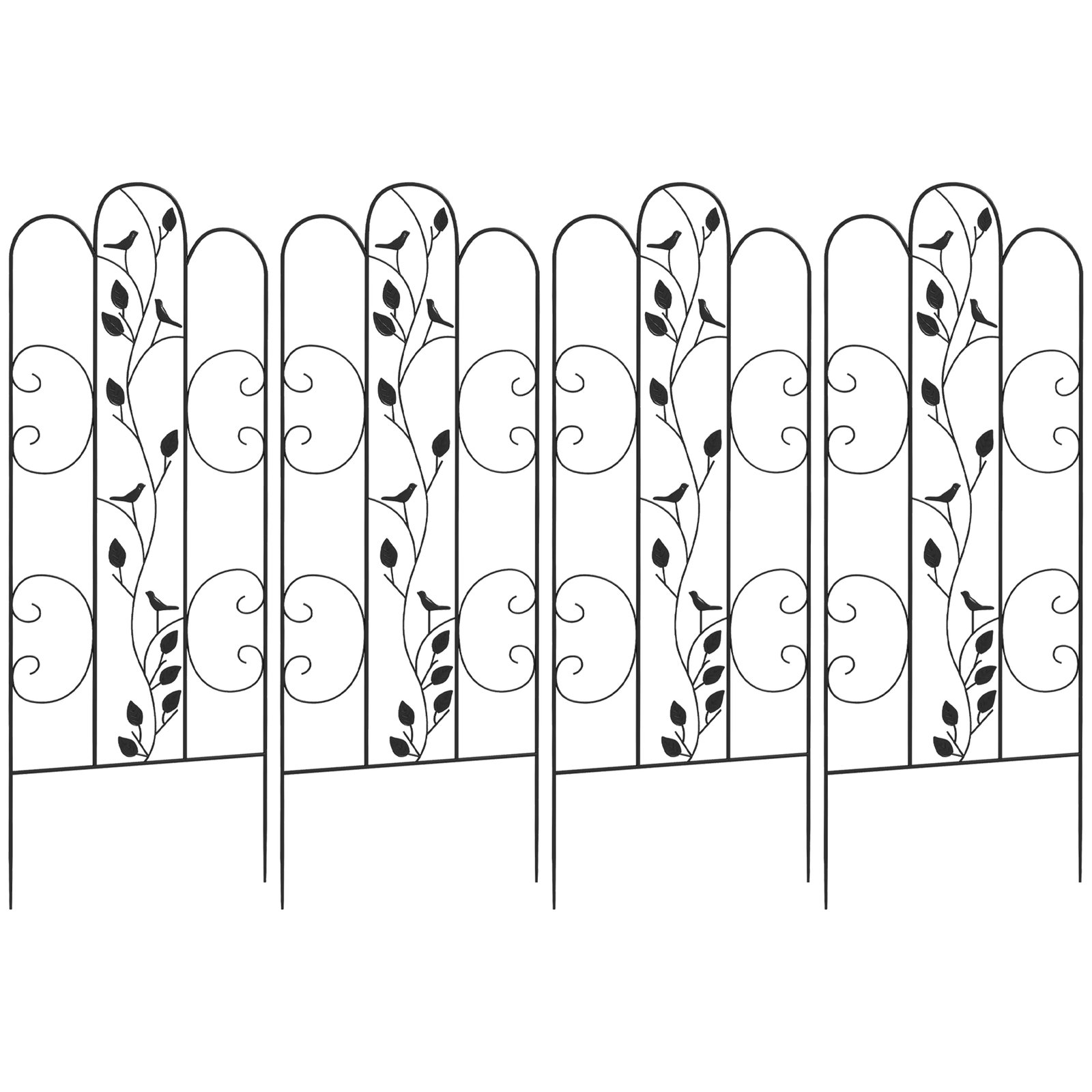 Utsunny Set of 4 Garden Grills Stands for Climber Plants Steel Vines Outdoor Decor Patio Terrace 40x106 cm Black