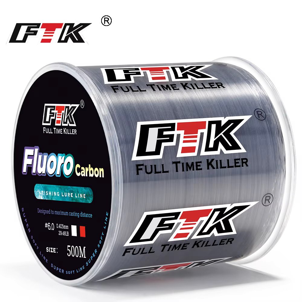 FTK Fishing Line Carbon Fiber Coating Fluorocarbon Line 300M/500M 0.14-0.5mm 4.13-34.32LB Wearable  Accessories Japan