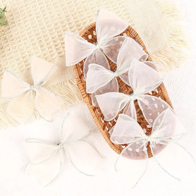 ncmama 6Pcs/set White Lace Hair Bow Clip Cute Chiffon Hairpin Sweet Girls Bowknote Barrettes Kids Headwear Girl Hair Accessories