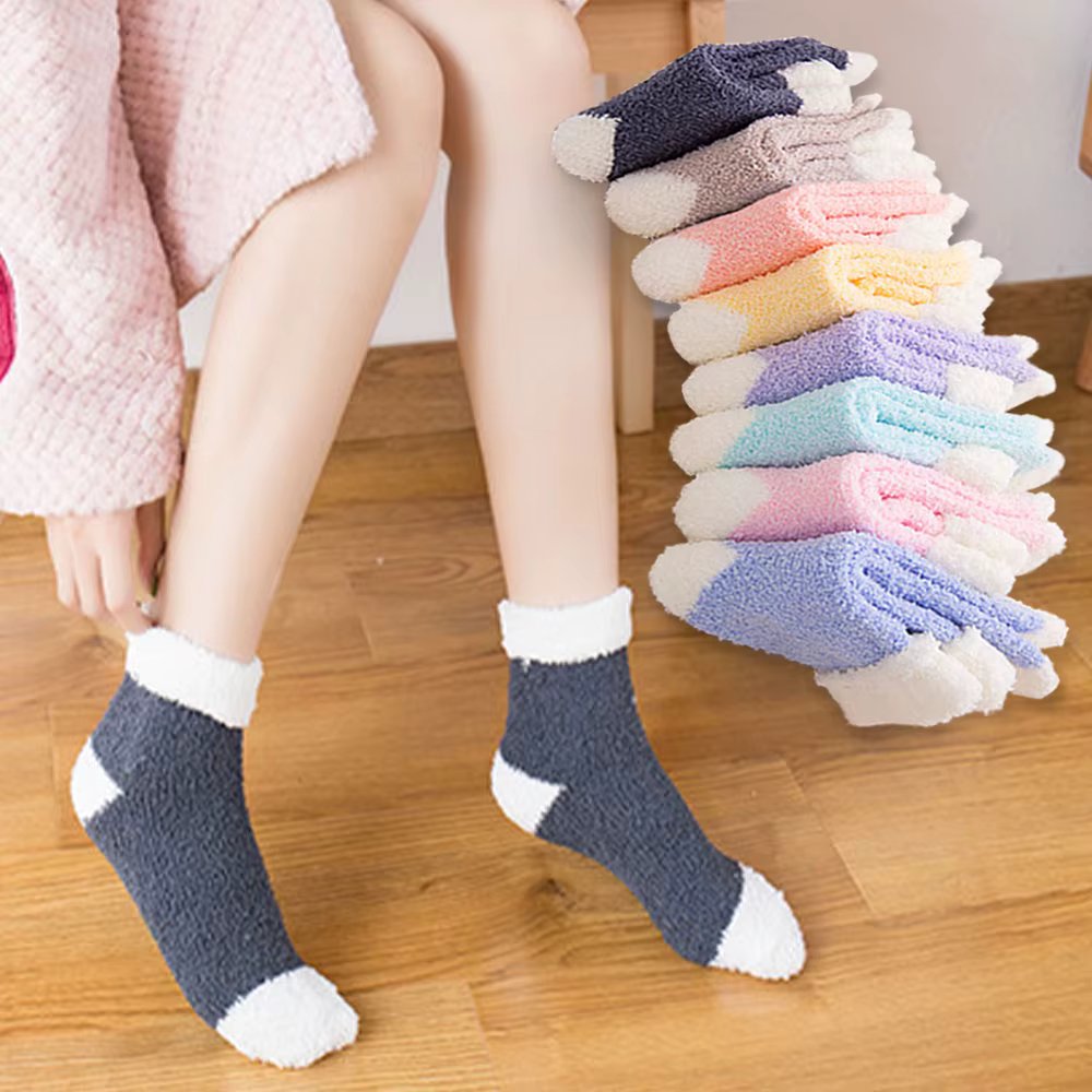 [8 pairs set] Winter no pressure sleep socks female women thick women ankle socks