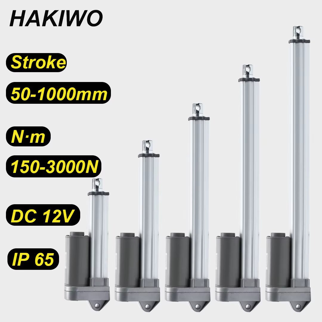 HAKIWO 12V IP65 Waterproof Linear Actuator 3000N 50mm 300mm 500mm 700mm 1000mm Stroke Solar Tracker Motorisation of Door 150mm/s