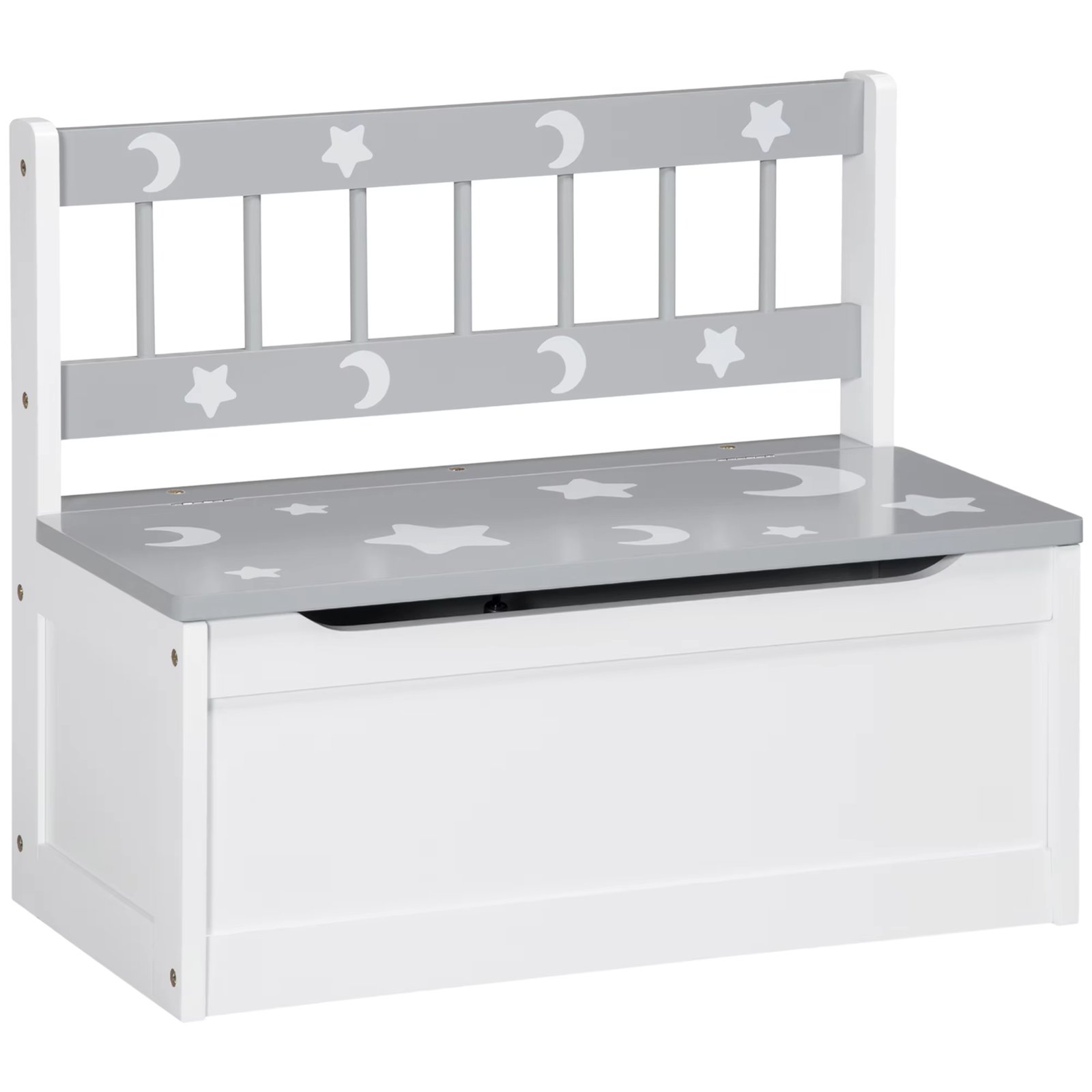 ZONEKIZ 2 in 1 + 18-month Children's Toy Trunk Storage Bench with Flip for Bedroom Game Room Cargo 50 kg 60x30x50 cm Gray White
