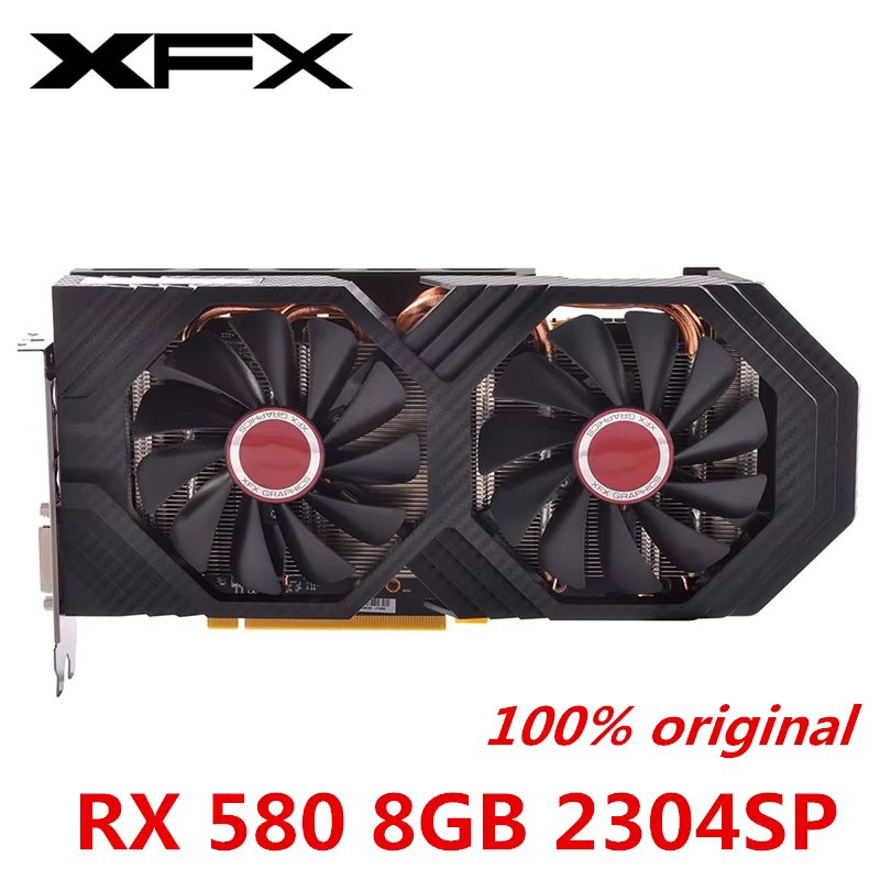 XFX RX580 8GB Graphics Cards AMD Radeon RX580 8GB 2304SP Video Screen Cards GPU Desktop Computer Map HDMI Videocard Mining Used