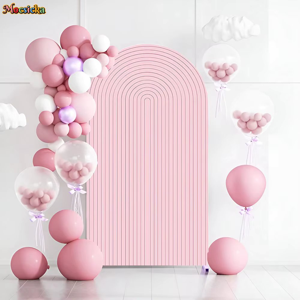 Mocsicka Pink Arch Backdrops 2-Sided Newborn Welcome Party Decor Baby Shower Background Photo Studio Photography Props Supplies