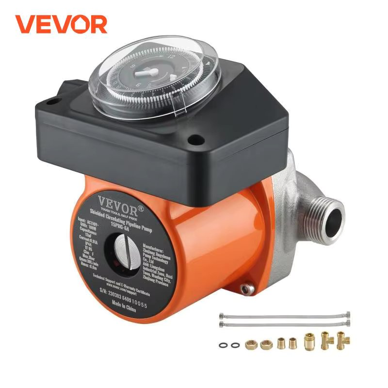 Vevor Hot Water Circulation Pump 100W DN20 Inlet/Outlet & DN15 Adapter Used for Shower Faucets in Electric Hot Water Systems