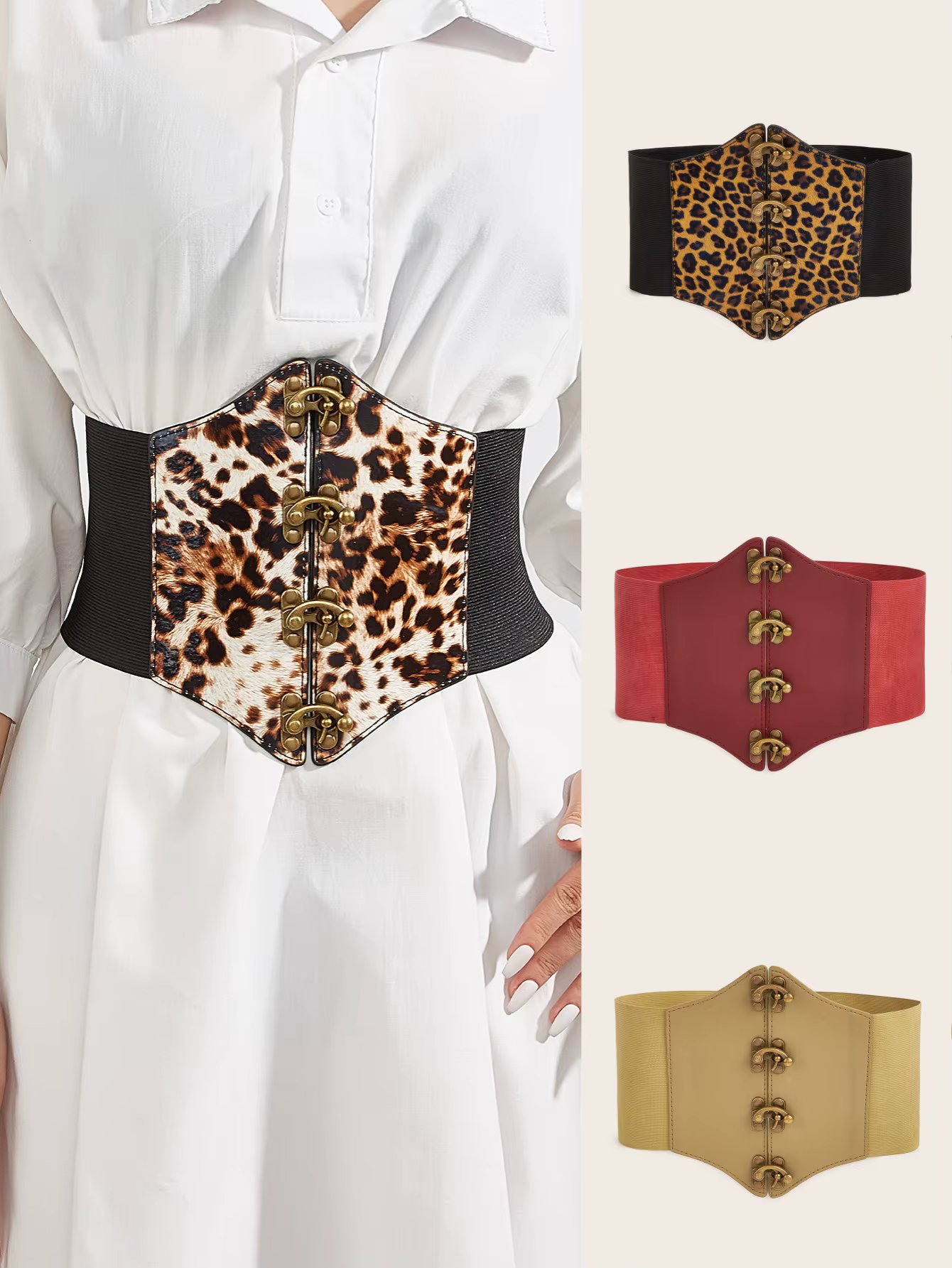 1pcs Multicolor Leopard Print Elastic Lock Waist Corset Fashion Waist Corset Dress Accessories Belt