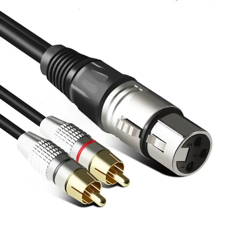 Rca Line Audio Line 2RCA To XLR Canon Male/female Double Lotus To Canon Audio Cable 0.3 Meters Three-core Bare Copper Wire