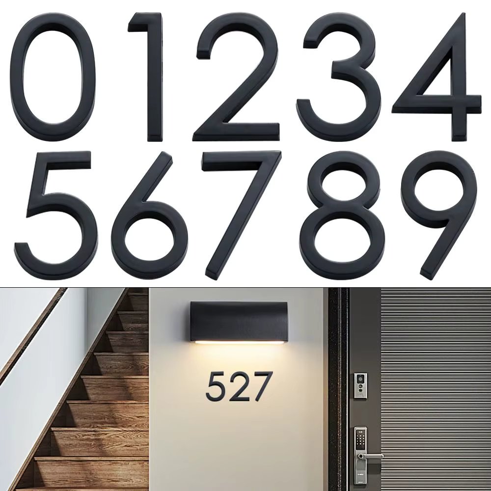 4inch/10cm 3D Black For Home Mailbox Hotel Address ABS Acrylic Numeral Tag Number Plate Sign 0 To 9 Door Label