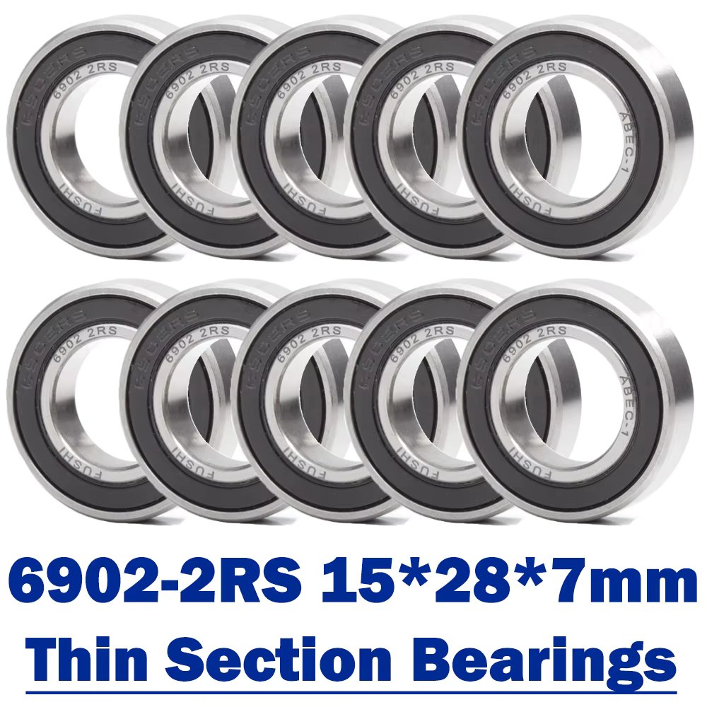 6902-2RS Bearing ( 10 PCS ) 15*28*7 mm Metric Thin Section 6902 2RS Ball Bearings 6902RS 61902 RS For Bicycle