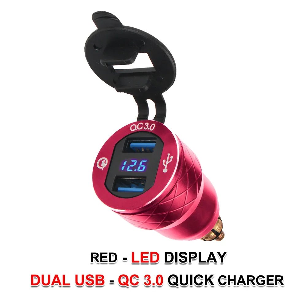 QC3.0 Dual USB-Red