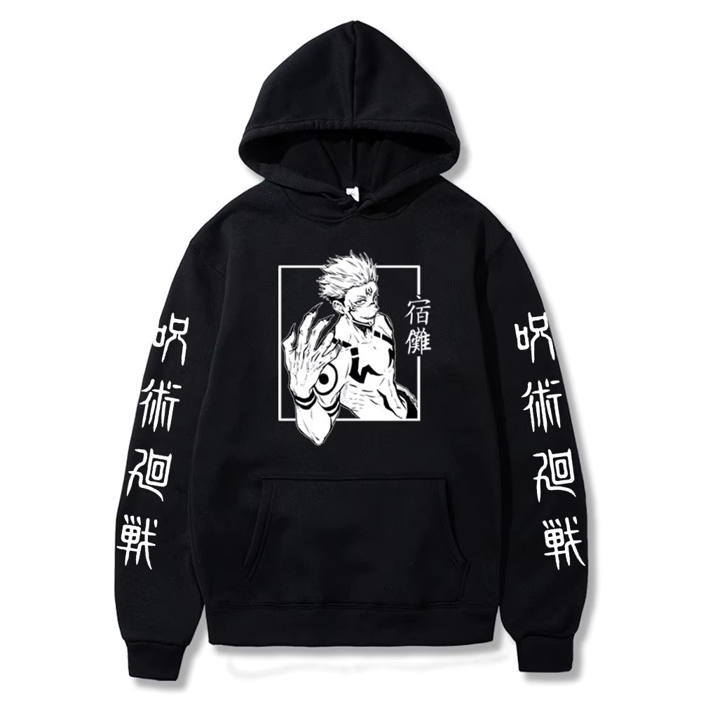 Jujutsu Kaisen Anime Men's Fashion Hoodie Harajuku Print Men's and Women's Street Hip Hop Hooded Fleece Pullover Sweatshirt