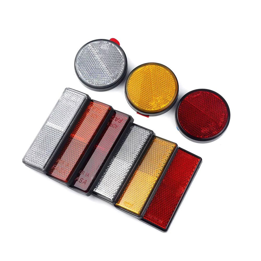AOHEWEI 1pc Trailer Self Adhesive Reflector Round Rectangle Safety Mark Signal Strip Rear Position for Car Truck Carriers Fence