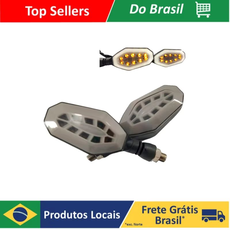 PISCA SETE DE LED MOTO ESPORTIVO AMARELO/BRANCO UNIVERSAL R-204