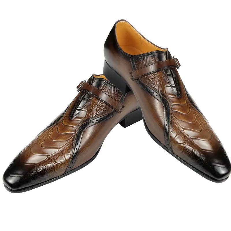 Deluxe Trendy Men's Leather Brogue Shoes Daily Outdoor Casual Shoes Brown Black Print Design Custom Service Drop Shipping