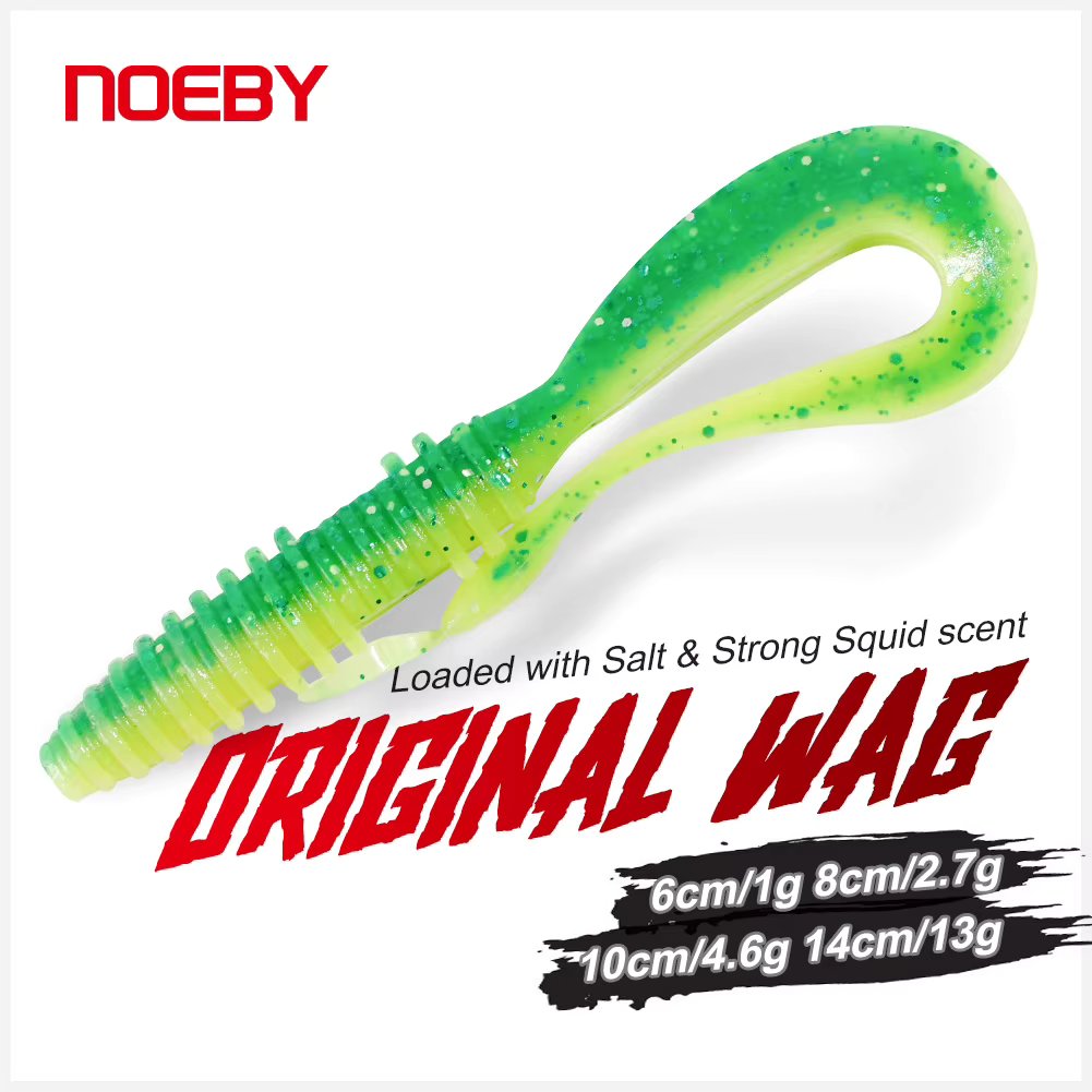 Noeby Soft Lure vibrating tails 14cm 10cm 8cm 6cm Long Tail Mad Original Wag Wobblers Fishy Smell Fishing Bait Leurre Souple