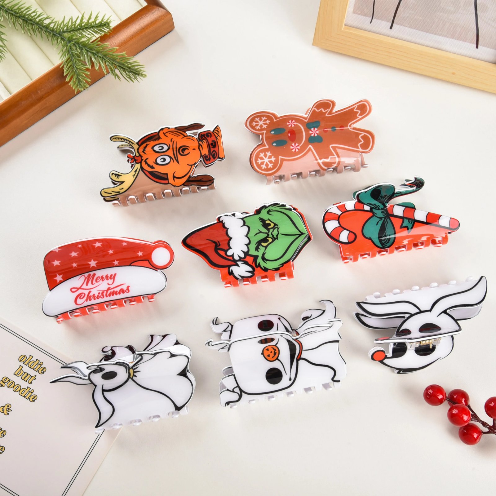 New Christmas Hair Claw Hairpin Cartoon Crab Hair Clip Acrylic Claw Clip Shark Clip Hair Accessories Gift for Women Girls