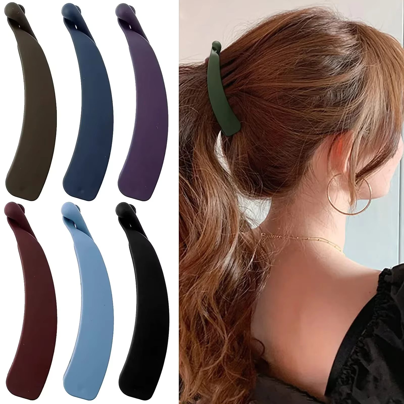 Solid Color Frosted Banana Clip Fashion Banana Ponytail Holder Korean Style Hair Clip Hairpins Barrettes Women Hair Accessories