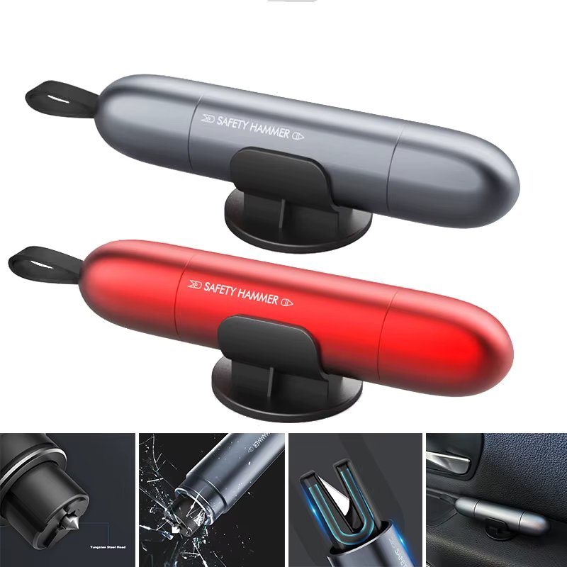 Glass Breaker for Car Window  Safety Hammer Alloy Body Hidden Seat Belt Cutter 2 in 1 Emergency Rescue Life-Saving Urgent Tools