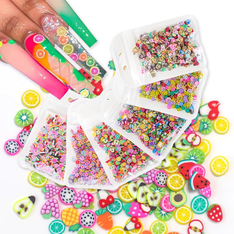 10g/bag Fruit Slices Nail Art Decorations Christmas Santa Flowers 3D Polymer Sequins Clay Design Stickers DIY Nails Accessories