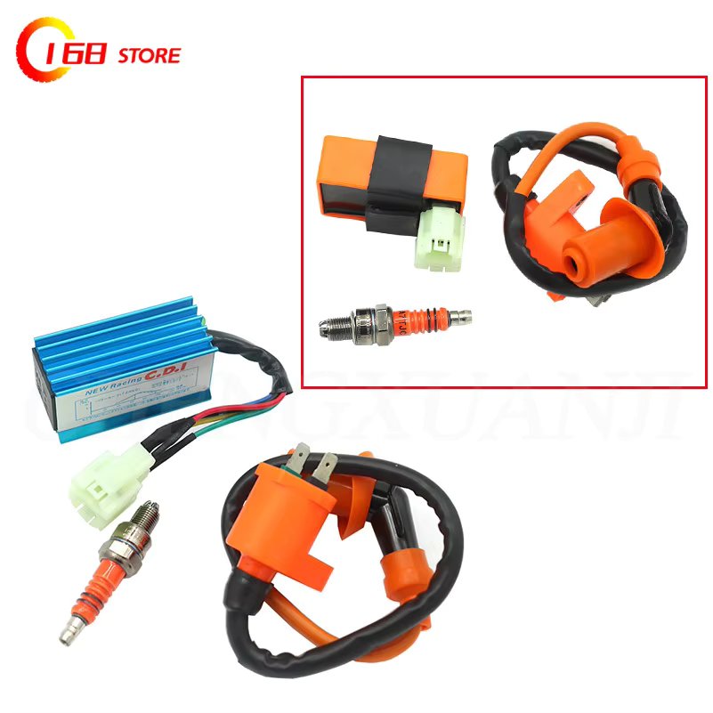 Motorcycle Performance Ignition Coil Racing AC CDI Spark Plug for GY6 50cc 125cc 150cc Moped Scooter Quad Buggy Pit Dirt Bike