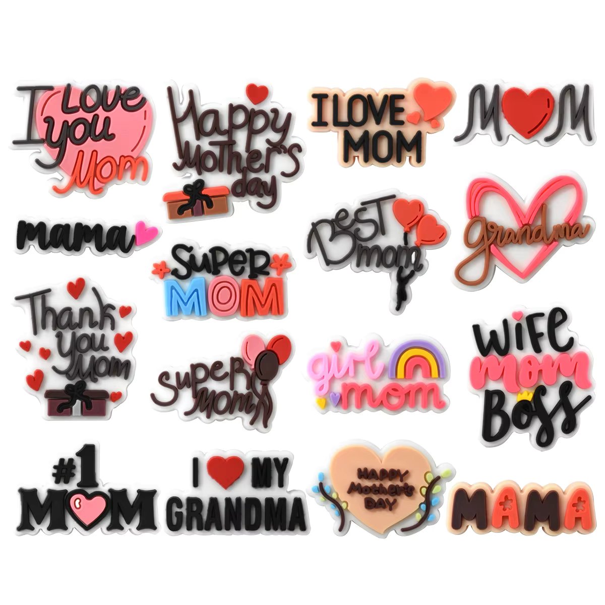 Hot Sales New Mother's Day Greetings Shoe Charms Pin for Crocs Accessories Shoe Decoration Kids Adult Christmas Party Gifts