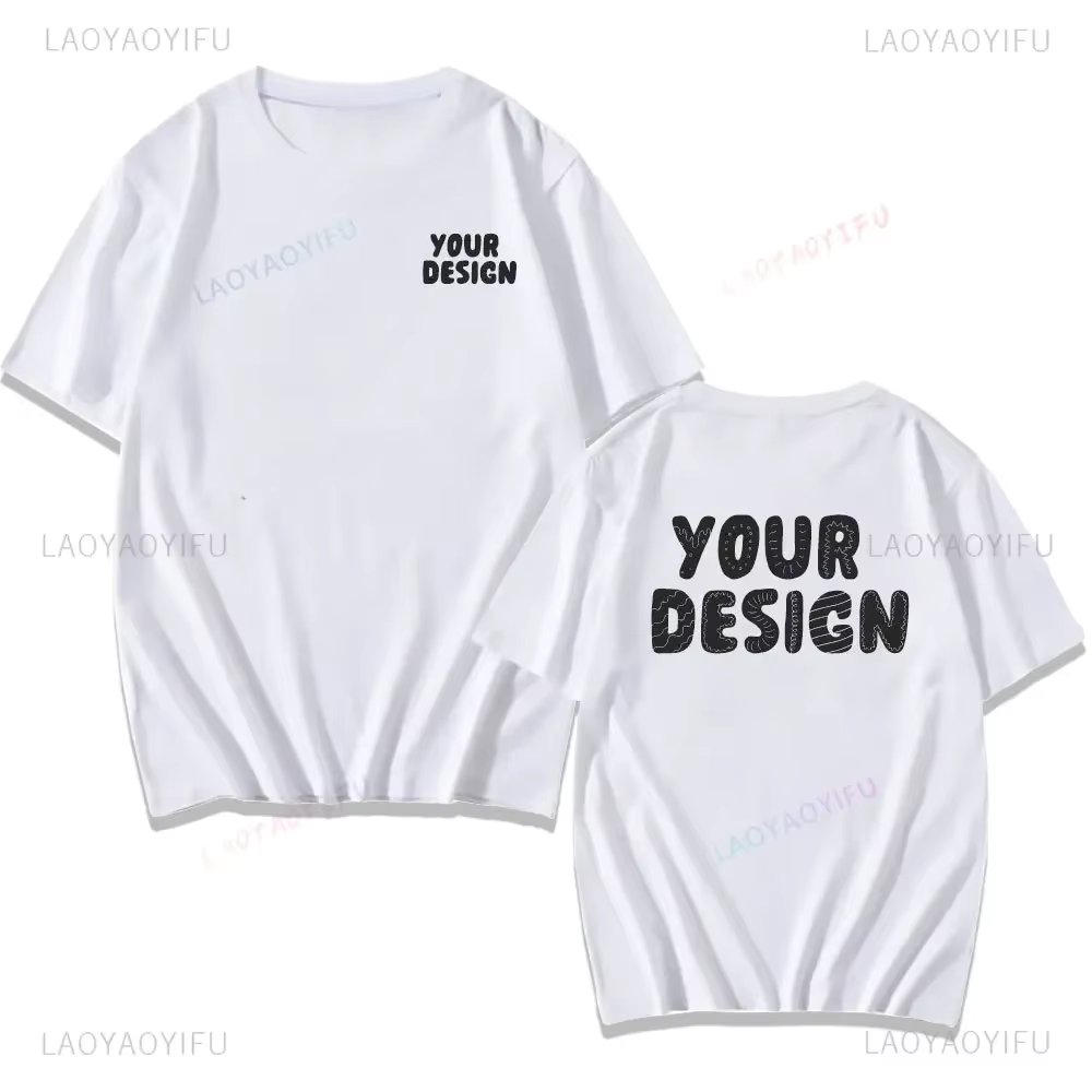 2025 Customized Printed Cotton Black White T Shirt Harajuku Men Women Tee DIY Your Like Photo or Logo Tshirt Fashion Custom Tops