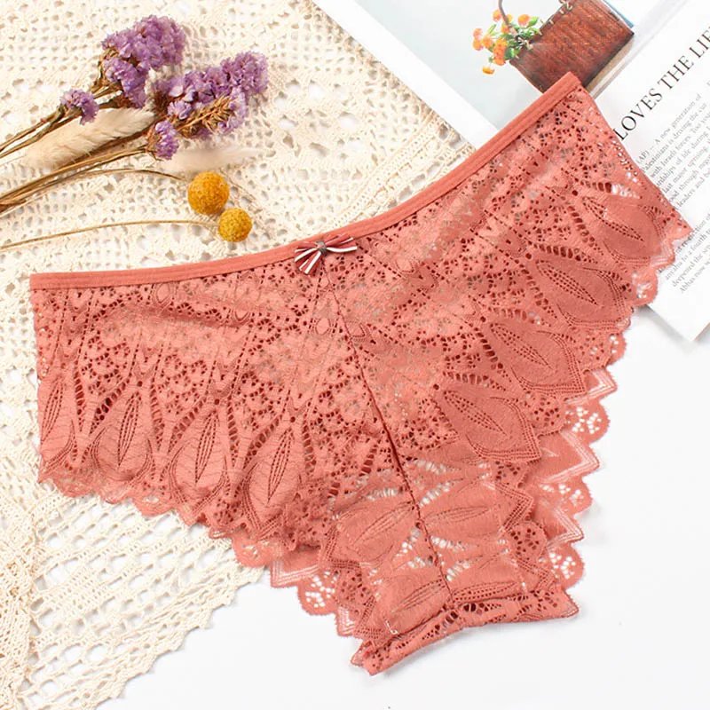 CINOON Sexy Panties Women Lace Low-waist Briefs Female Hollow Out Underwear Solid G String Lingerie Transparent Underpant