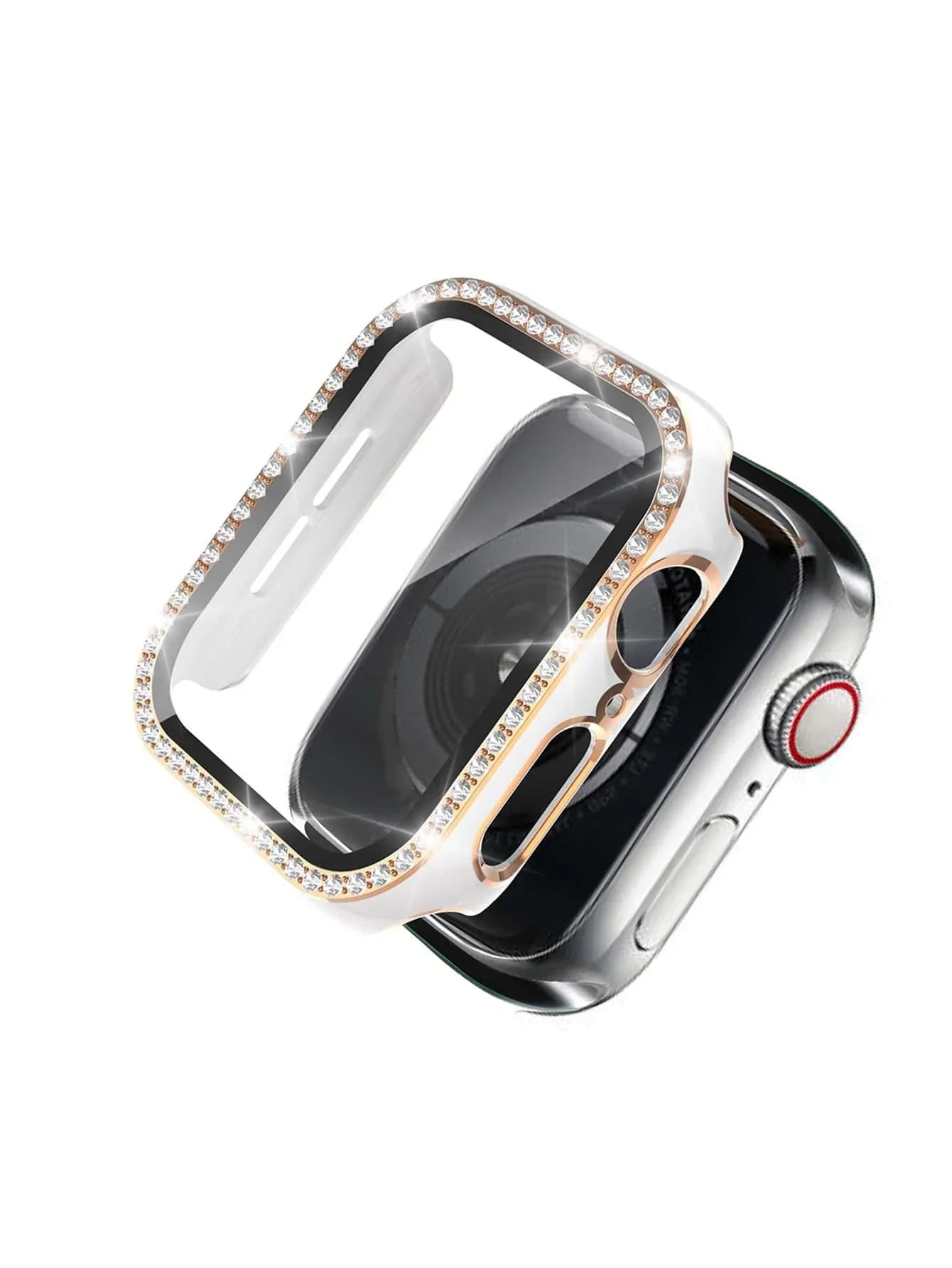 Bling Glass+Cover For Apple i Watch Case 45mm 41mm 40mm 44mm 42mm 38mm Diamond bumper+Screen Protector iwatch series