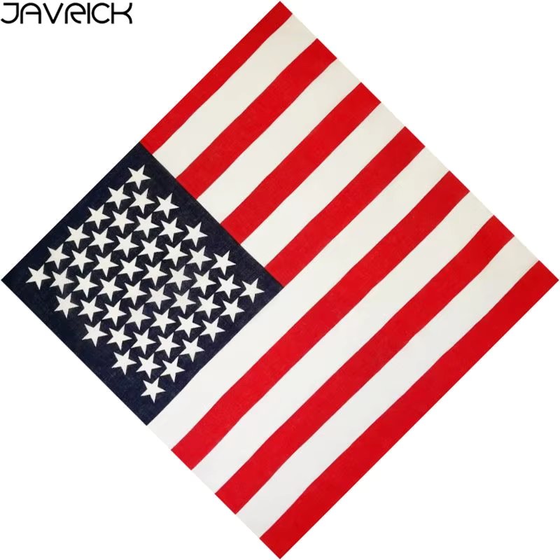 50x50CM Unisex Cotton Sport Pocket Square Scarf American Flag Stripes Star Print Headband Bandana Hip-Hop Wristband Hair Wrap