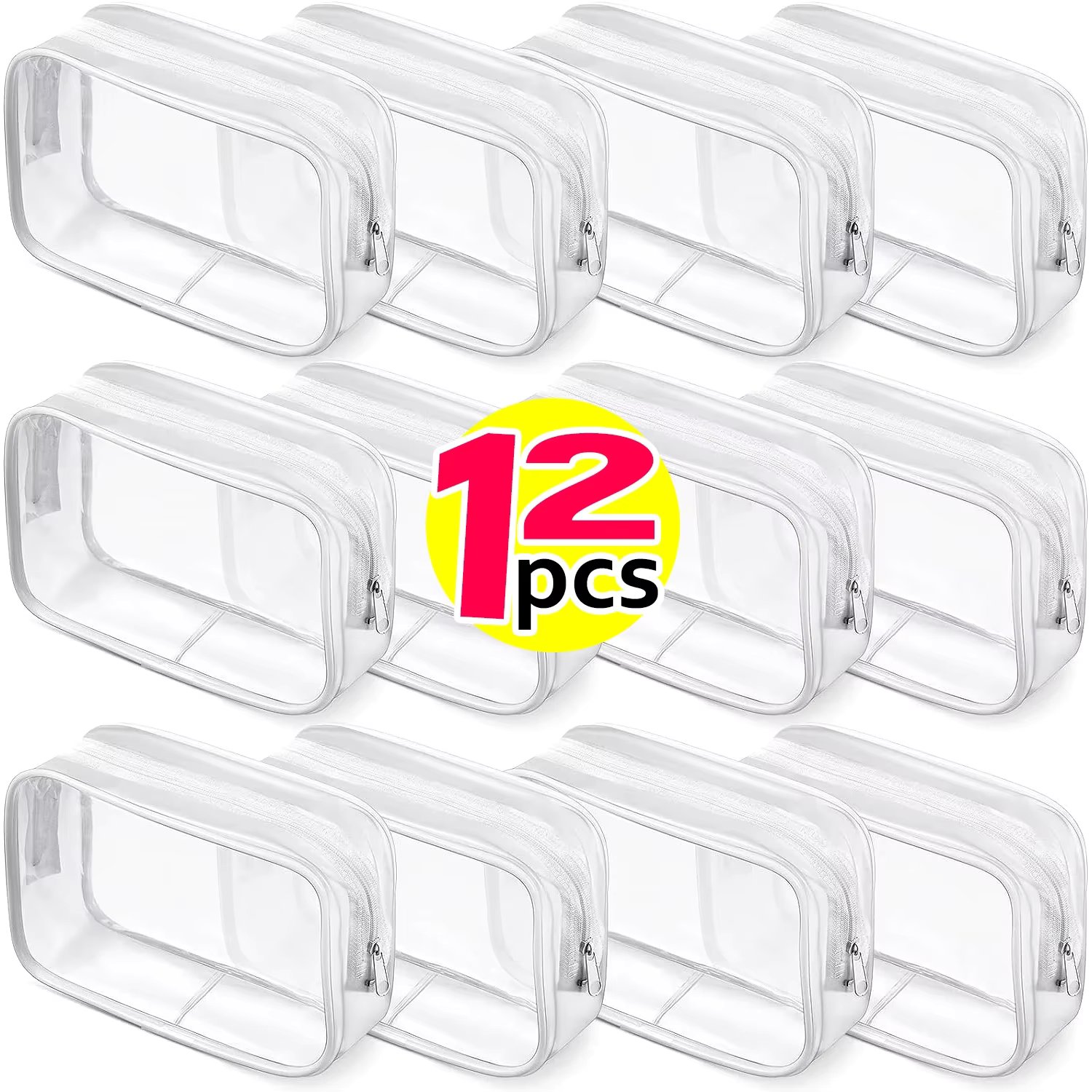 1/12pcs Transparent PVC Storage Travel Organizer Clear Makeup Bag Beautician Cosmetic Bag Beauty Case Toiletry Bag Wash Bags