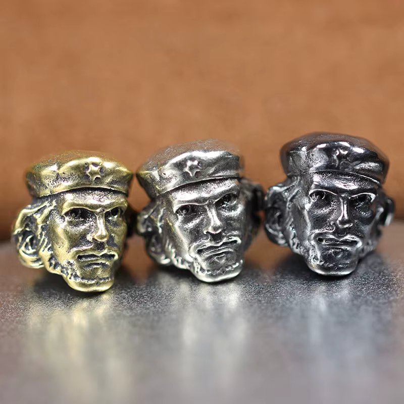 Cuban Revolutionary Leader Che Guevara Head Sculpture Paracord Pendant Outdoor Knife Beads Brass Jewelry DIY Lanyard Accessories