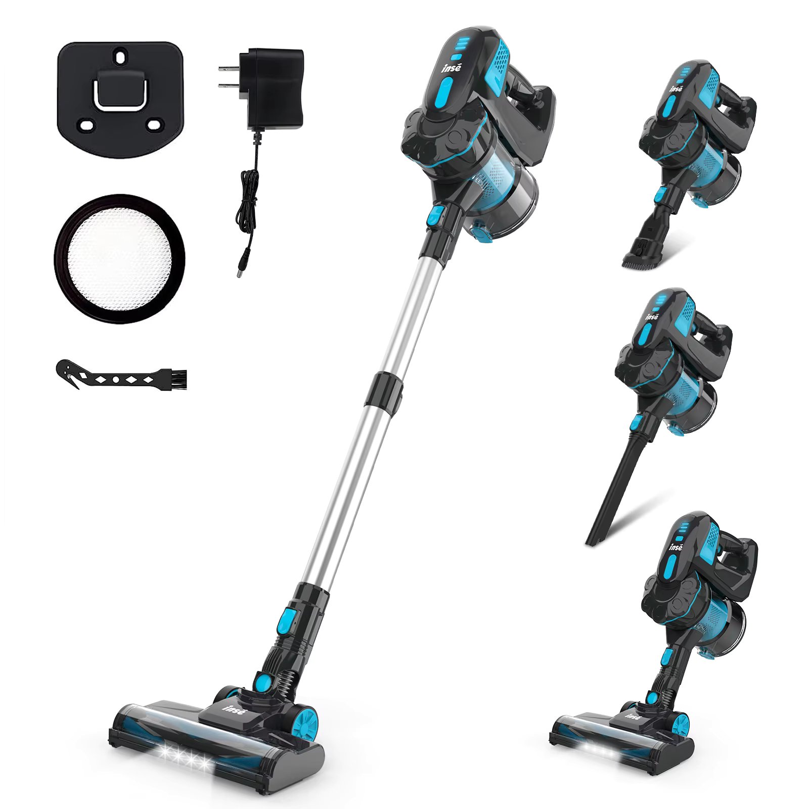 INSE Cordless Vacuum Cleaner, 20KPa Stick Vacuum up to 40min Runtime, 6-in-1 Cordless Stick Vacuum for Household Cleaning