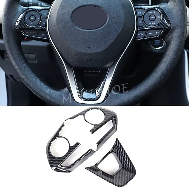 Carbon Fiber Car Steering Wheel Button Frame Trim For Toyota RAV4 Corolla Cross Touring Sports Suzuki Swace 2019-2022 2023 2024