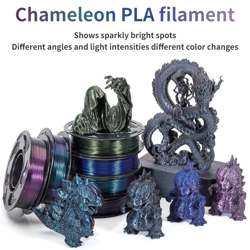 PLA Filament 1.75mm Color Change,Chameleon Shiny Sparkle Glitter by Different Light and Angle,1kg/250g  Spool  Chameleon