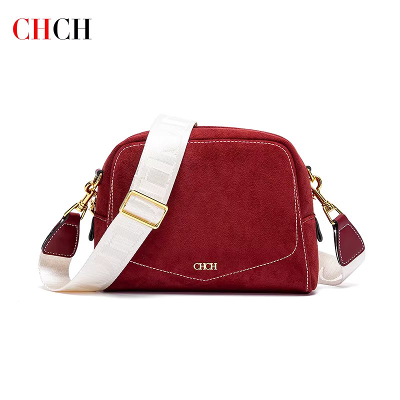 CHCH Women's Crossbody Bag Autumn/Winter Collection Anti Velvet Women's Square Bag Wine Red Shoulder Bag Christmas Gift