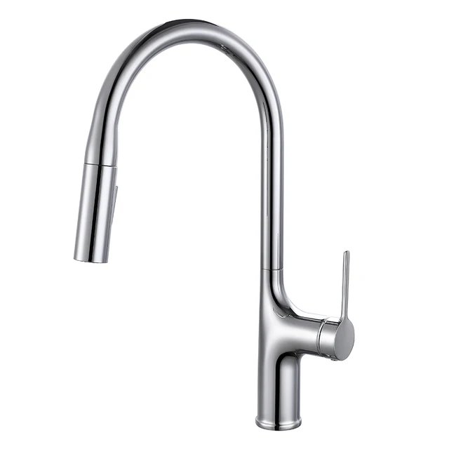 Deck Mounted Kitchen Faucet Pull Out Mixer Tap Bagnolux Gun Gray Brass Two Function Single Handle Hot and Cold Water Crane