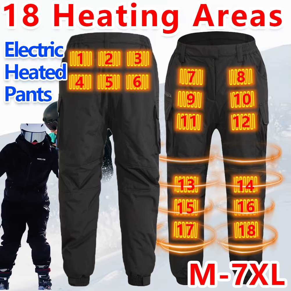 18 Areas Winter Thermal Hiking Pants Heating Underwear USB Electric Heated Pants Ski Wear Heater Sports Thermal Motorcycle Pants