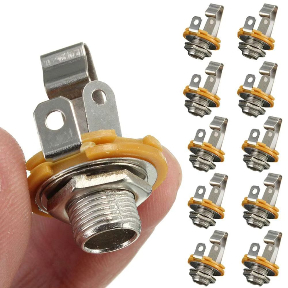 10Pcs Electric Guitar Input Jack 1/4" Mono Input Jack Plug Socket For Electric Guitar Bass Guitar Pickup Output Jack Plug Socket
