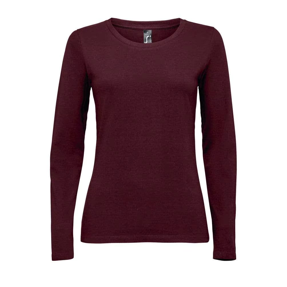 MARNAULA.MAJESTIC women's round neck long sleeve T-shirt size = M COLOR = Burgundy