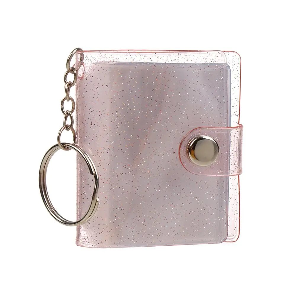 Mini Photo Albums 2 Inch Photos Holder PVC Pockets Photo Albums Key Chain Portable Receipt Holder Stationery Jewelry Accessories