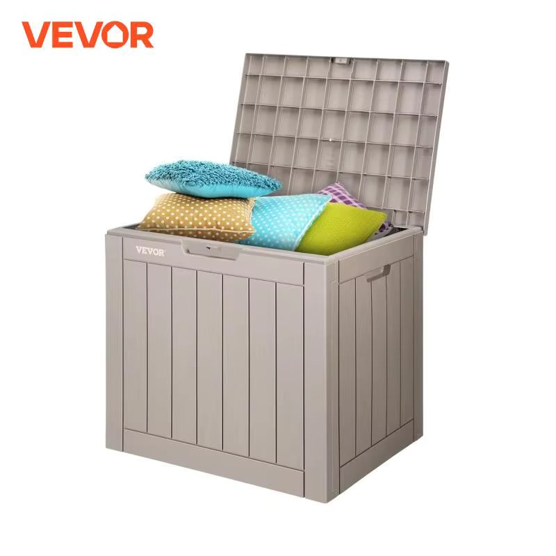 VEVOR Deck Box 31 Gallon Outdoor Storage Box 22.1" x 17.1" x 20.9" Waterproof PP Deckbox with Aluminum Alloy Padlock for Patio