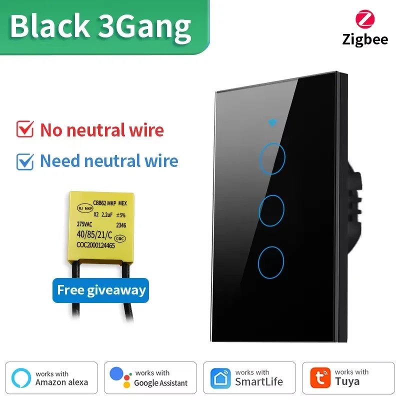 Zigbee 3gang Black