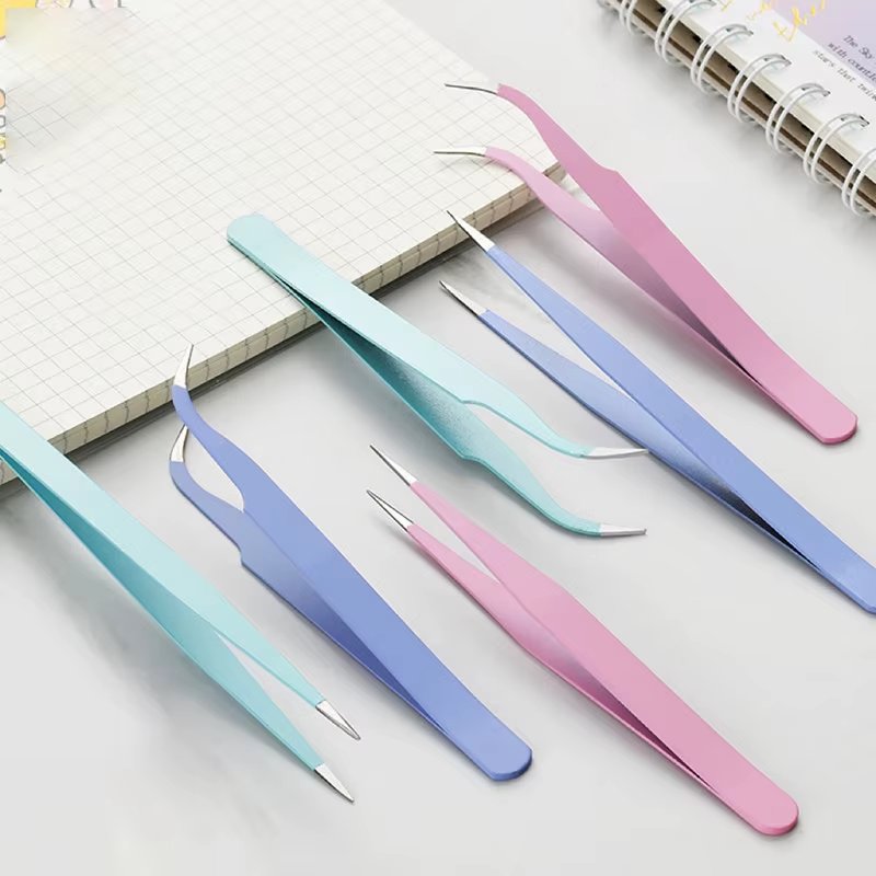 Nail Art Decor Eyelashes Tweezers Macaron Tweezer Scrapbook Sticker Tape Picking DIY Junk Journal Album Stainless Clip DIY Tool