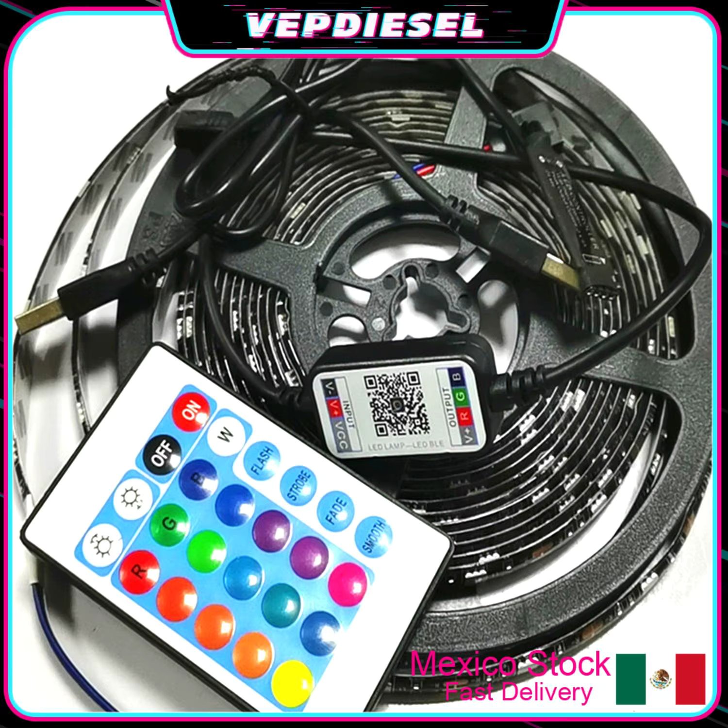 1set Brand New LED Light Strip For Car Motorcycle ATV 5050 RGB 30L/M 5V Blackboard Remote Control