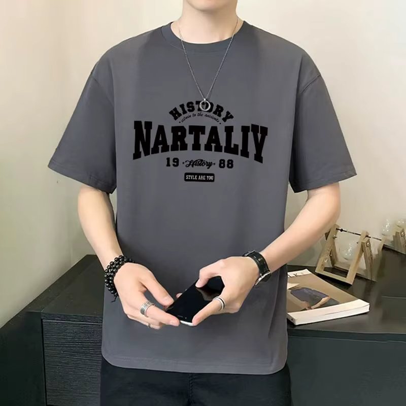 Trend In Men Men's Pure Scotton Half-sleeved Box Searling Overfit T-Shirt Big-size TS1997