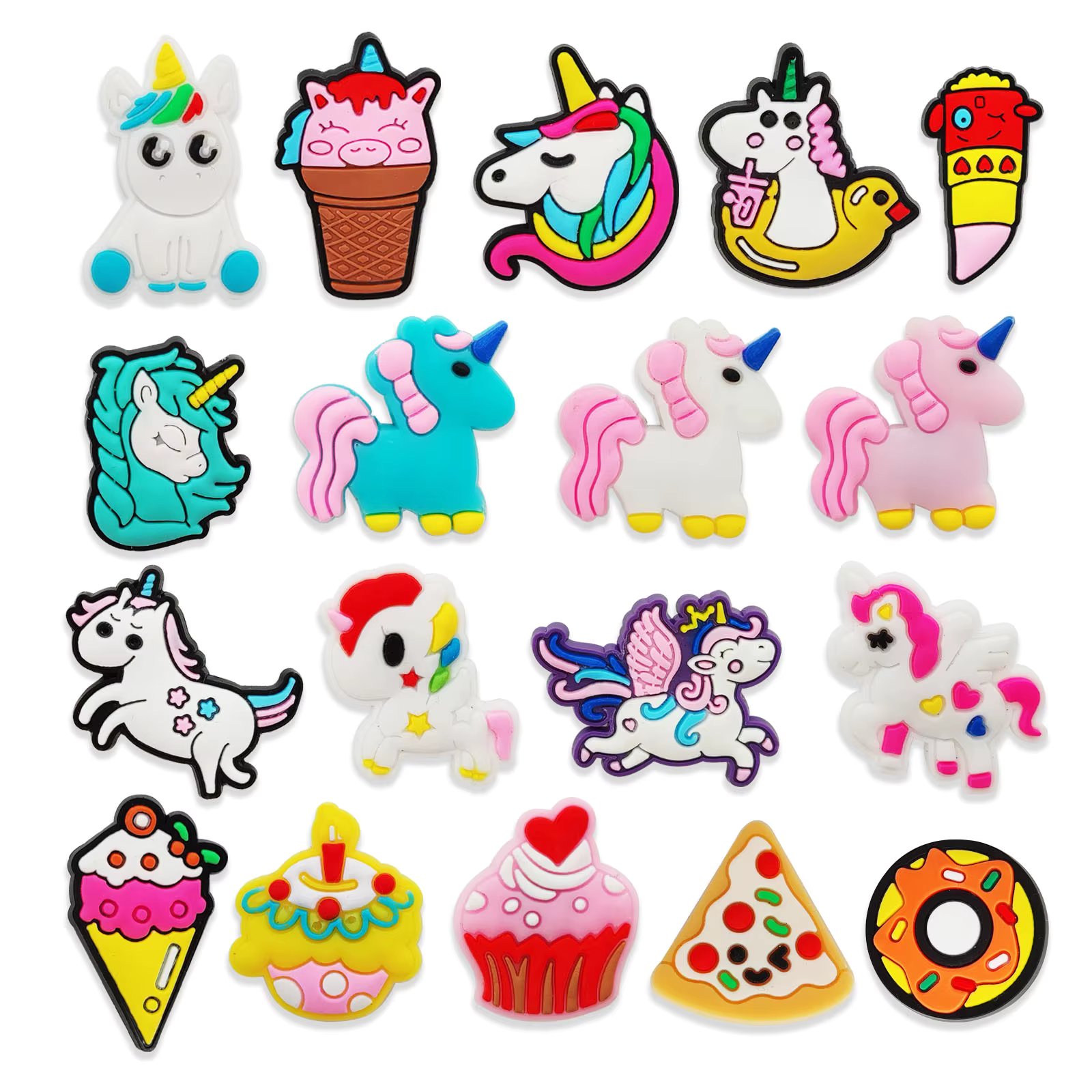 18Pcs Cute Unicorn Shoe Decorations Charms for Crocs Shoe Ornaments Perfect For Christmas And Birthday Party