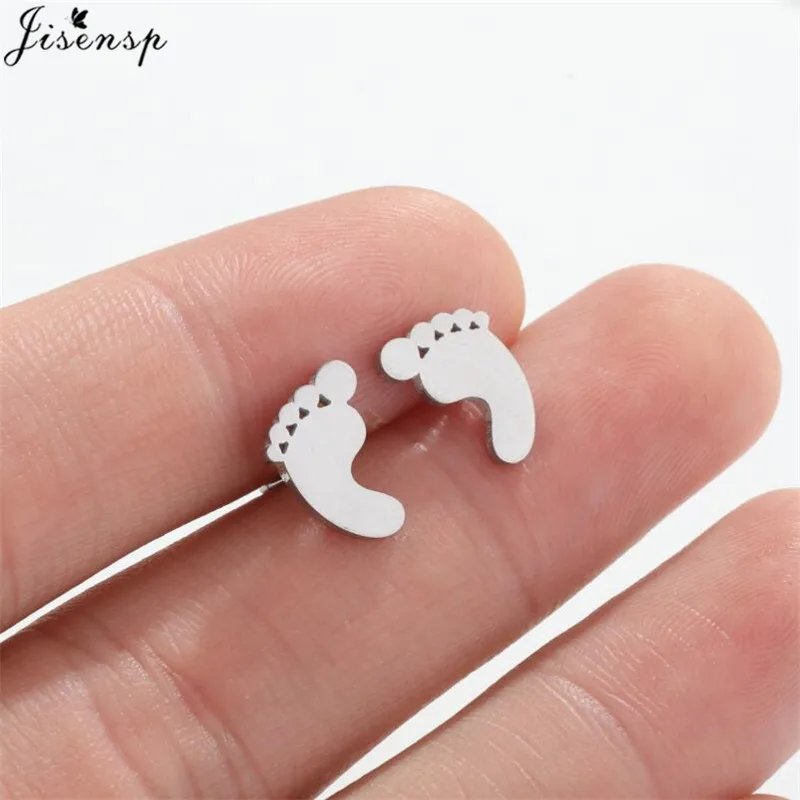 2024 Stainless Steel Earrings Geometric Women Men Minimalist Footprints Music Boots Earings YES NO Ear Studs Piercing Jewelry