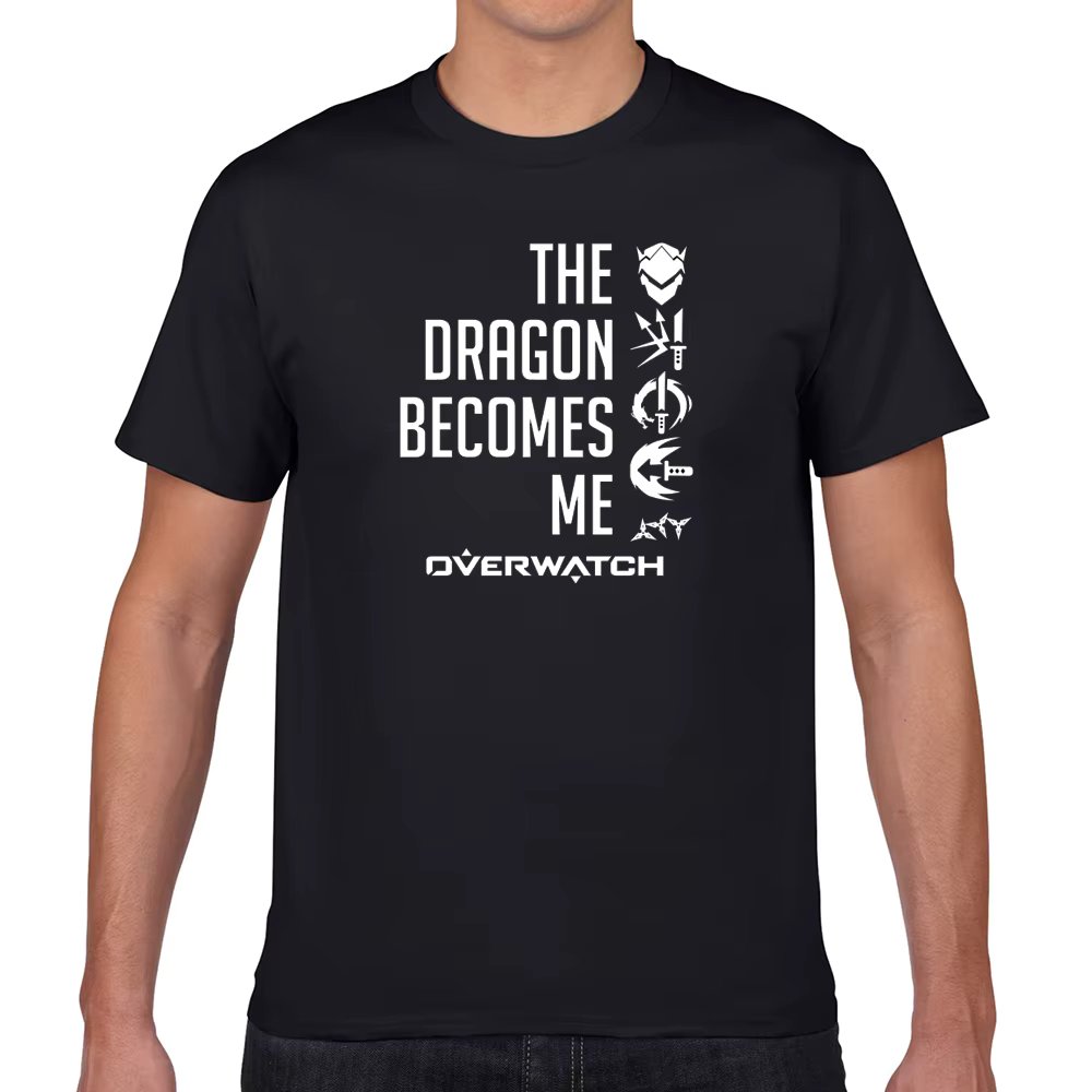 Mens T Shirts 100% Cotton Overwatch Hanzo Genji Shimada Brothers Dragon Printing T-Shirt Casual Fashion Unisex O-neck Tops Tees